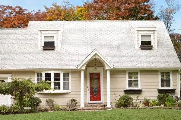 Cape Cod Style House Paint-Beige White Red Door-Atlanta GA-Kimberley Painting-600x400