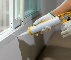 Caulking Window Before Interior Painting Job