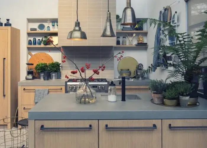 Cleaning Kitchen Cabinets-Stained Cabinets and Blue Countertop in Buckhead GA