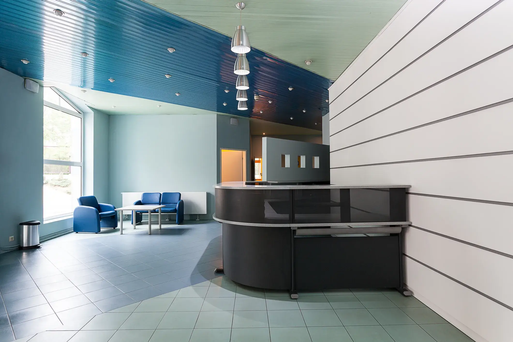 Commercial interior painting in a medical office waiting room, Atlanta