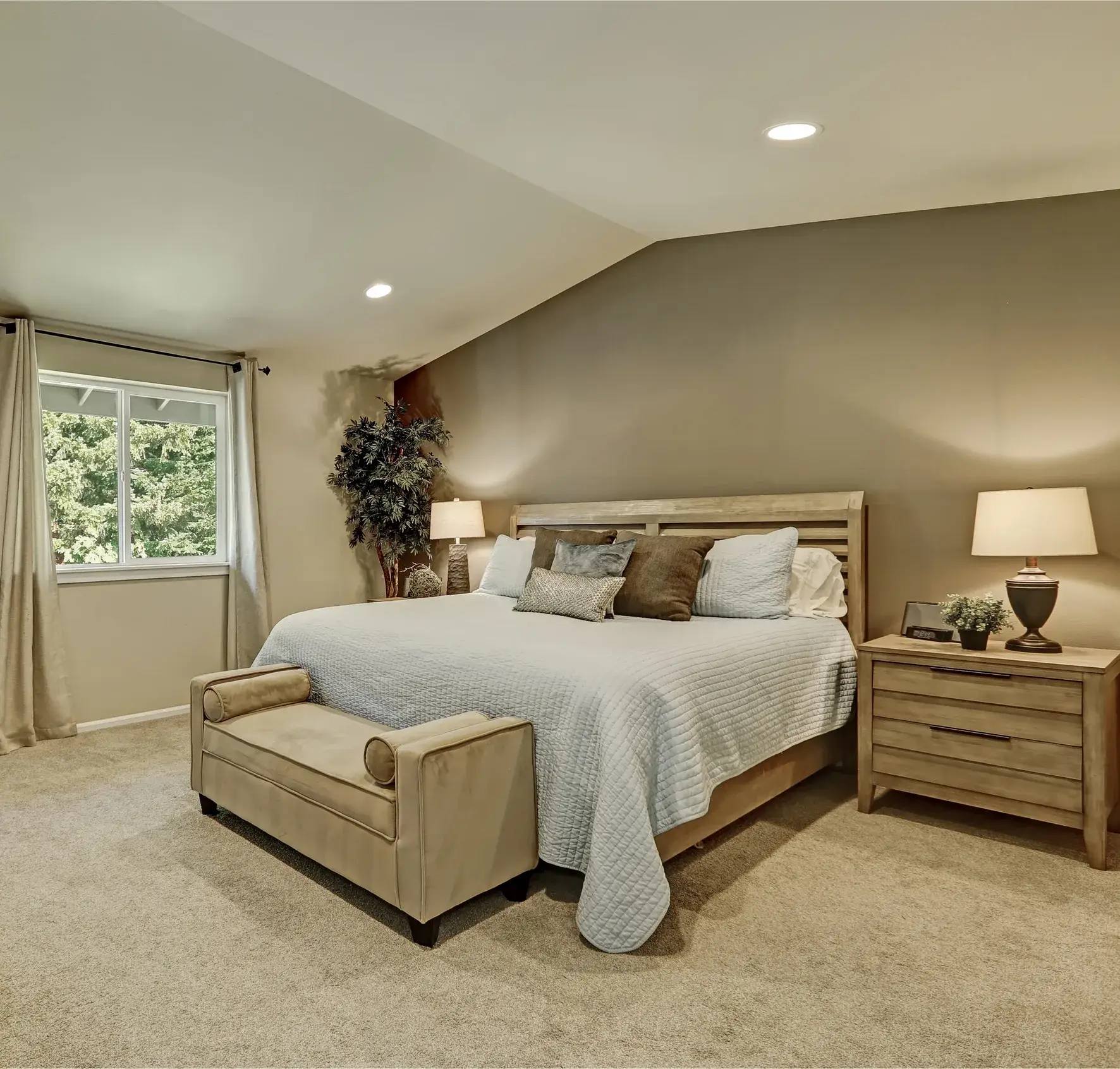 Green-Gray Bedroom Color Scheme in Cumming GA home