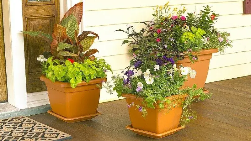 Exterior Curb Appeal - Planters on Front Porch - Cumming, GA - Kimberly Painting