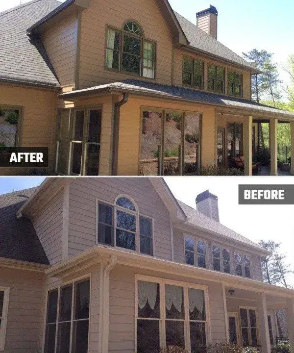 Exterior repaint in Atlanta, neutral brown with darker trim