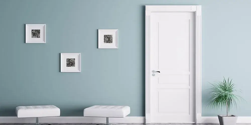 Interior Painting Blue Wall Paint with White Door and Trim - Cumming, GA - Kimberly Painting