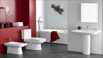Gray and Red Bathroom Colors - Cumming GA - Kimberly Interior Painting 350x200
