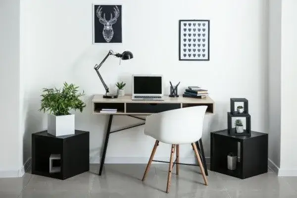 Home Office in Atlanta-Classic white with black accents-Kimberly Painting-600x400