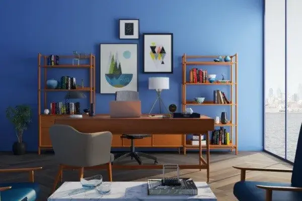 Home Office in Atlanta-Sky Blue Office-Kimberly Painting-600x400