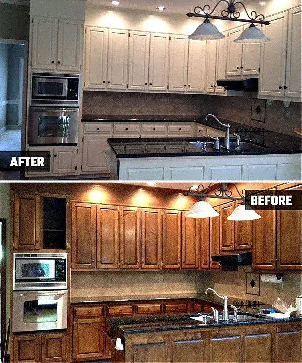 A kitchen taken from natural wood to white, Buckhead, Georgia