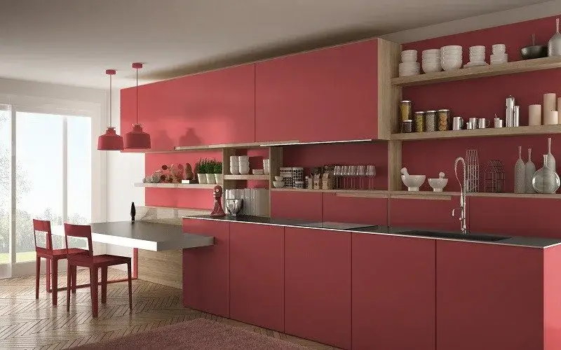 Red Kitchen Cabinets - Cumming GA