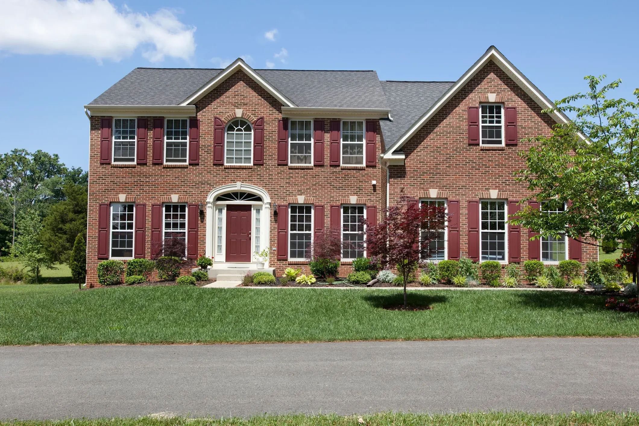 Brick Exterior Painting - White Trim Black Shutters - Roswell GA - Atlanta Painting Contractors