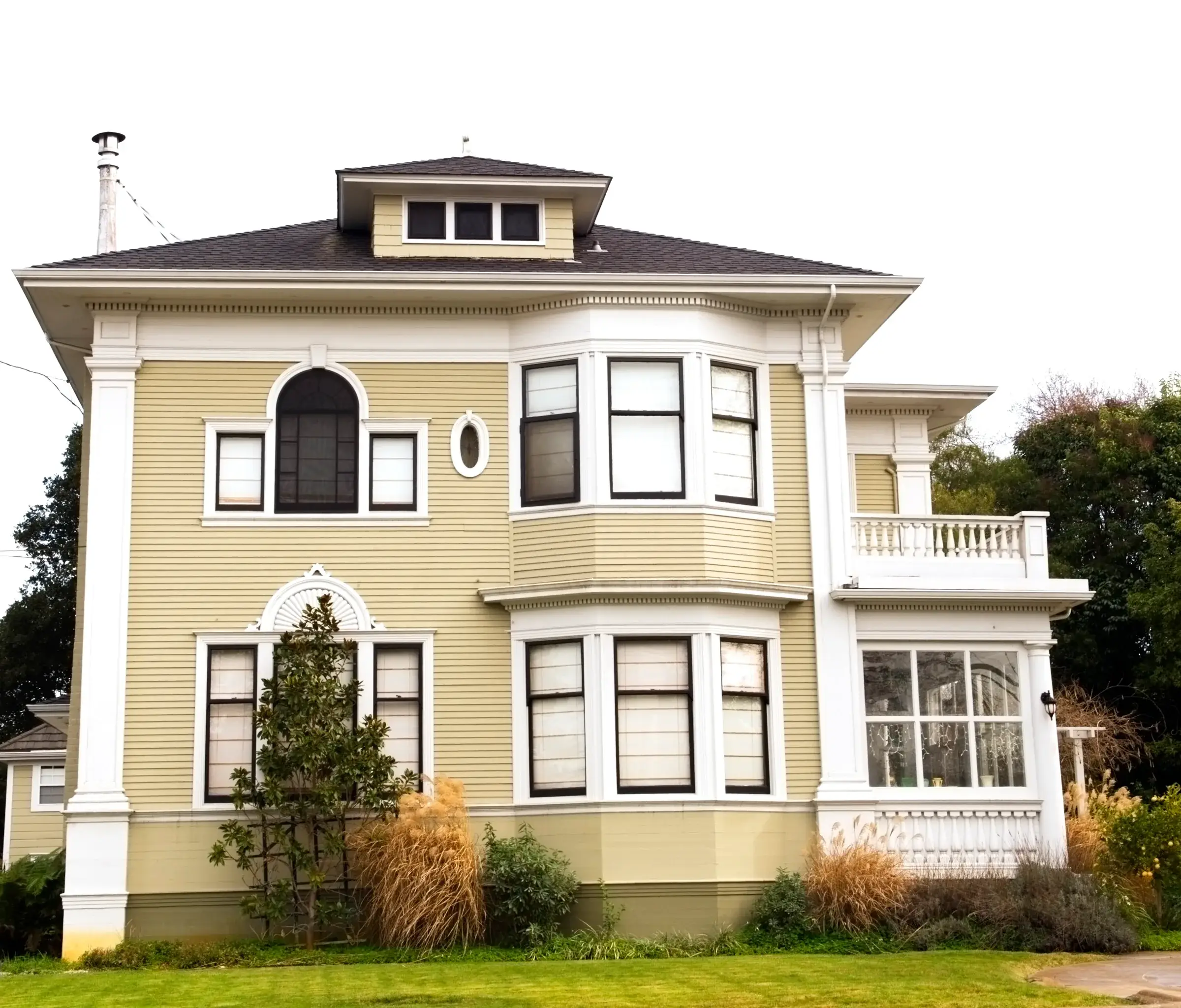 Colonial home with white trim