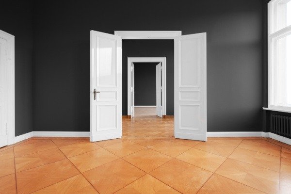 Interior Painting - Black Walls - White Trim - in Home Office - North Atlanta, GA - Kimberly Painting 