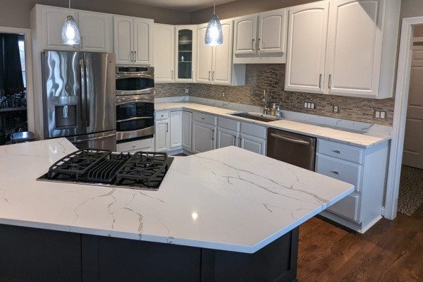 painting in Buckhead - Calcutta Lighting - Granite Countertops - Kimberly Painting