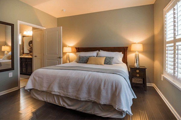 Green-Gray Bedroom Color Scheme in Cumming GA home