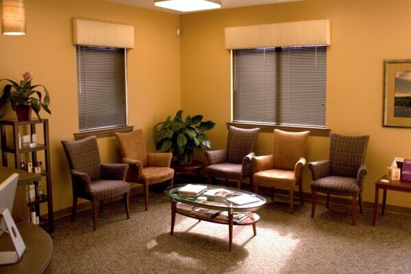 Orange waiting room for doctors office in Sandy Springs, GA