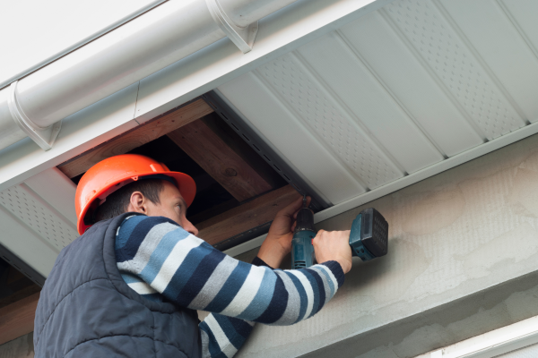 Installing New Soffit During Repair