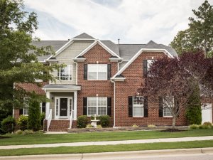 Brick Exterior Painting - White Trim Black Shutters - Roswell GA - Atlanta Painting Contractors