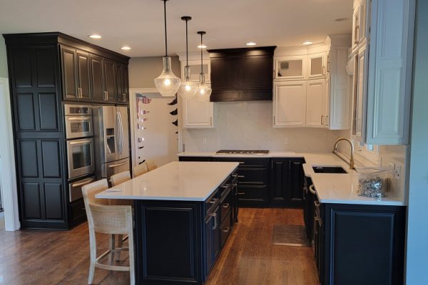 Two-Tone Cabinet Painting-View of Island and Countertops-Kitchen Remodel - Atlanta GA