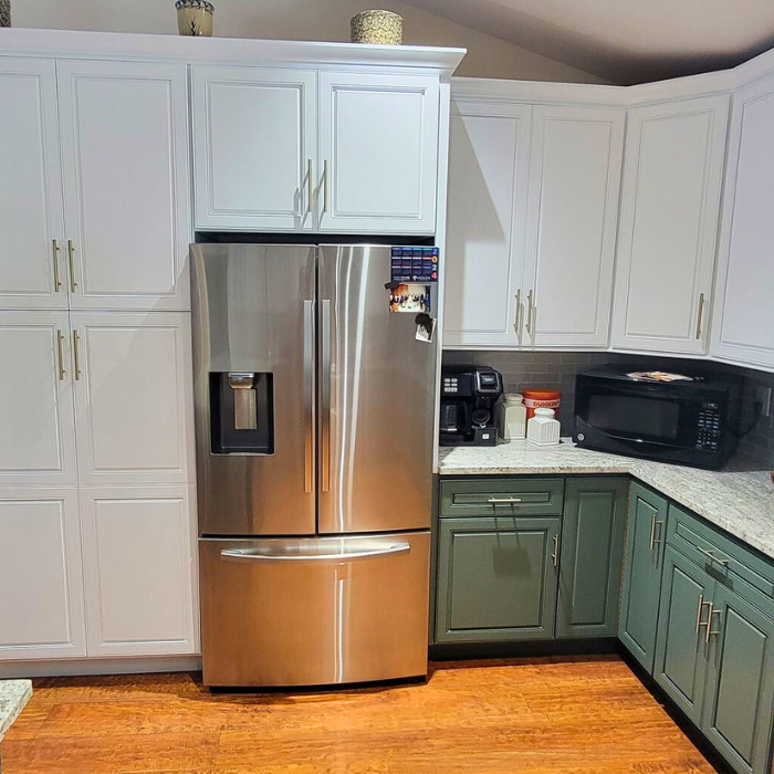 Two-Tone Cabinets In White and Green In Sandy Springs GA